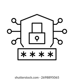 Segurança de IA - Proteger sistemas de IA contra ameaças cibernéticas com medidas de segurança robustas para proteger dados e operações. Vetor editável.