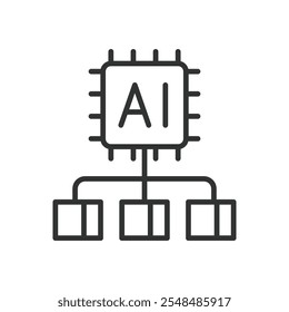 Segmentação de IA, ícone em design de linha. IA, segmentação, análise, automação, dados, classificação, reconhecimento no vetor de fundo branco. Ícone de traçado editável de segmentação AI