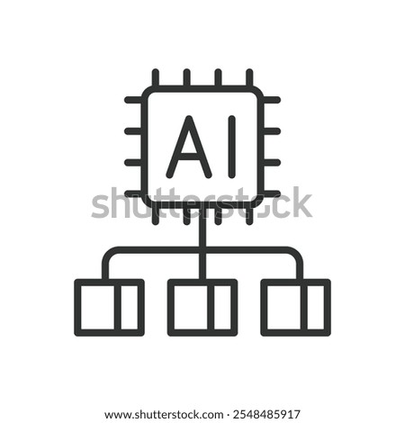 AI segmentation, icon in line design. AI, segmentation, analysis, automation, data, classification, recognition on white background vector. AI segmentation editable stroke icon