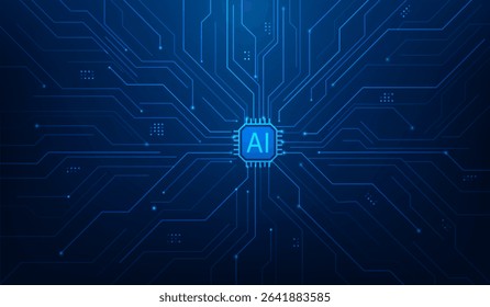 ai semiconductor curcuit technology digital background. artificial intelligence cuantum process data computer. illustration 