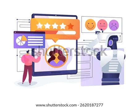 AI Sentiment Analysis in Marketing abstract concept vector illustration. Marketers use AI to analyze customer feedback and adjust strategies accordingly. abstract metaphor.