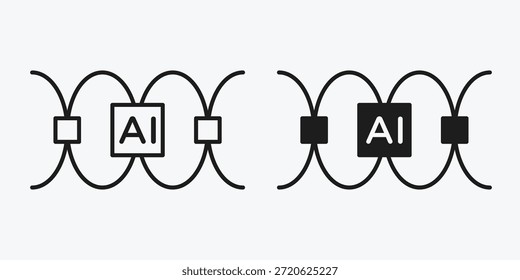 Icono de secuencia de IA que representa secuencias de procesos de inteligencia artificial, orden de flujo de datos, pasos del algoritmo y lógica del sistema inteligente.