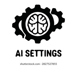 Ai settings icon brain inside a gear symbol with a smaller gear artificial int
