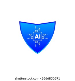 AI Shield Icon with Circuit Design Representing Digital Intelligence and Protection