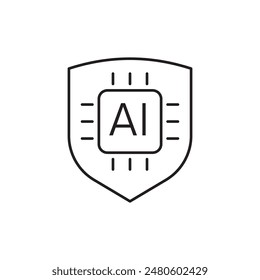 AI shield icon design, isolated on white background, vector illustration