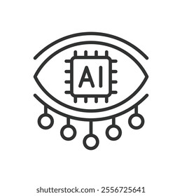 AI sight, icon in line design. AI, sight, vision, recognition, perception, intelligence, machine on white background vector. AI sight editable stroke icon