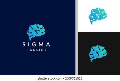 Ai Sigma Brain Logo Design Template