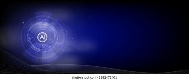 Señal de IA sobre elemento hud con fondo azul claro solf