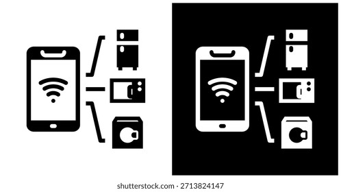 Icono De Electrodomésticos Inteligentes Ai Fijado En Fondo Blanco Y Negro