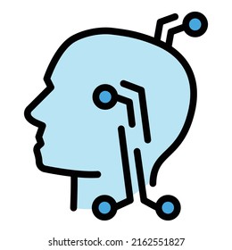 Ai smart brain icon outline vector. Network machine. Science computer