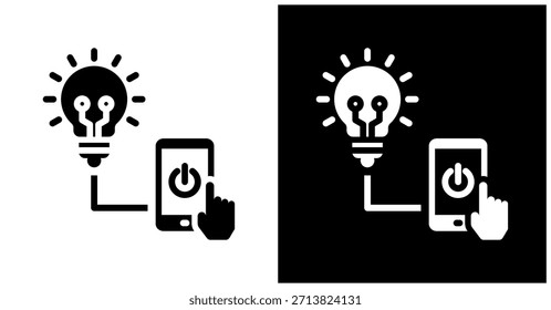 Icono De Iluminación Inteligente Ai Fijado En Fondo Blanco Y Negro