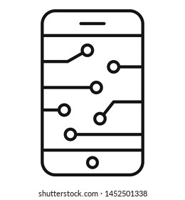 Ai smartphone icon. Outline ai smartphone vector icon for web design isolated on white background