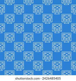 AI in Smartphone on PC Display vector Artificial Intelligence concept blue linear Seamless Pattern