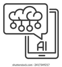 AI Smartphone with Speech Bubble vector Artificial Intelligence concept linear icon or symbol