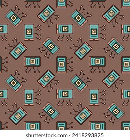 AI Smartphone vector Artificial Intelligence Device concept colored Seamless Pattern