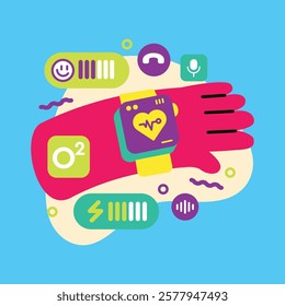 AI smartwatch vector color  illustration