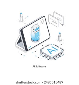 AI Software isometric stock illustration. EPS File stock illustration