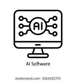 Ilustración de diseño de iconos del contorno vectorial del software Ai. Símbolo de inteligencia artificial sobre fondo blanco archivo EPS 10
