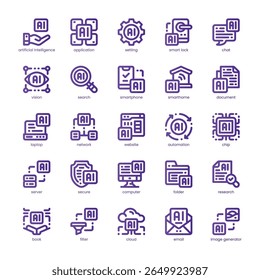 AI Solution Icon pack for your website, mobile, presentation, and logo design. AI Solution Icon line basic color design. Vector graphics illustration and editable stroke.