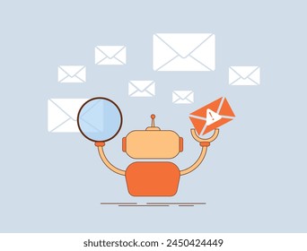 AI-Spam-Filter - Maschinelles Lernen und intelligente Algorithmen zur automatisierten Spam-Erkennung und E-Mail-Filterung. Erweiterte, künstliche Spam-Filterung und adaptive Spam-Blocker-Vektorillustration