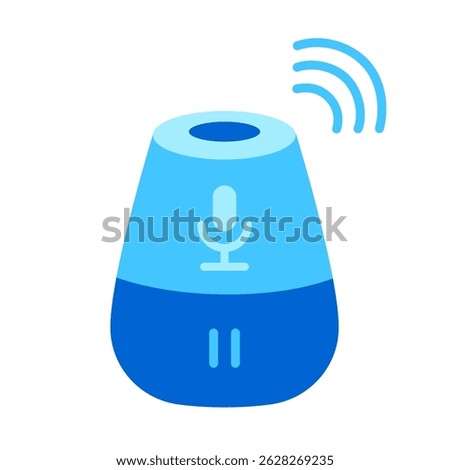 AI Speaker with Voice Control and Wireless icons for Interactive Virtual Assistant with Artificial Intelligence or Everyday living Smart Home Concepts. Flat Design Vector Illustration.