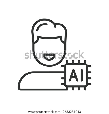 AI specialist, icon in line design. AI specialist, artificial intelligence, machine learning, neural network, data science, deep learning, algorithm on white background vector.