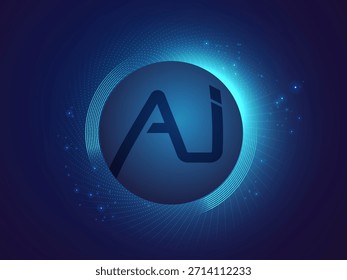 ILUSTRACIÓN VECTORIAL de Esfera AI. Concepto de Inteligencia Artificial, aprendizaje automático avanzado y redes neuronales en una esfera digital moderna. Fondo de tecnología futurista para el procesamiento de datos.