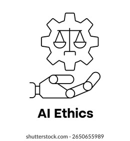 Ícone AI Standards and Governance Principles (Padrões e princípios de governança do AI) com traço editável