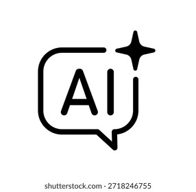 Icono de chat de estrella de IA. Símbolo de inteligencia artificial. Gradiente azul púrpura digital AI robot signo. Estrella mágica asistente de voz inteligente. Elemento de diseño. Ilustración vectorial aislada sobre fondo blanco.