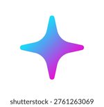 AI star icon. Artificial intelligence symbol. Gradient blue purple digital AI robot sign. Magic star smart assistant. Modern design element. Vector illustration isolated on white background.