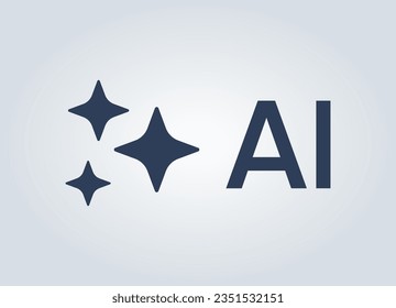 AI stars icon. Artificial intelligence logo. Machine learning. Generate image and text sign. Computer help assistant. Data science. Vector illustration.
