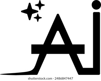 Icono de estrellas AI. Logo de inteligencia artificial. Aprendizaje automático. Imagen de Generar y texto. Asistente de ayuda informática. Ciencia de datos. Ilustración vectorial.