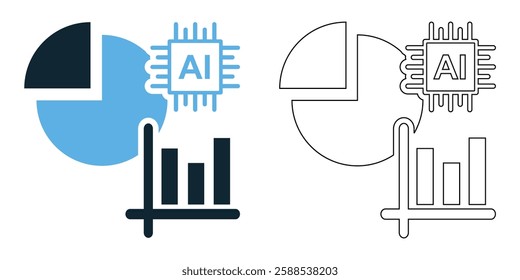 AI statistic icon vector with a modern and tech inspired design. Perfect for artificial intelligence, data analysis, machine learning, big data, automation, forecasting, and business insights.