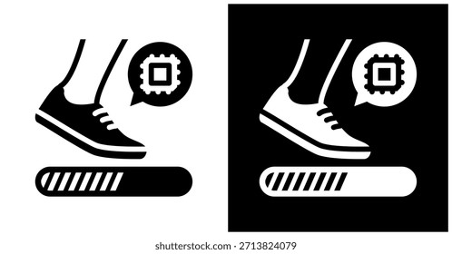 Ai Step Counter Icon Set In White And Black Background