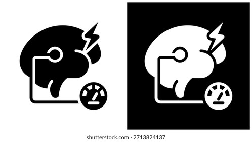 Ai Stress Detector Icon Set In White And Black Background