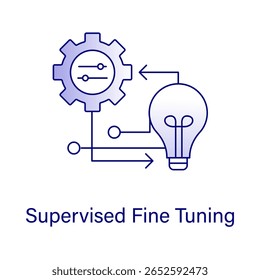 AI Supervised Fine Tuning Vetor - Conjunto de Dados de Treinamento, Modelo de Linguagem, Aprendizagem Supervisionada, Modelo NLP, Precisão AI