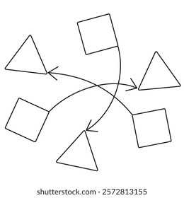 AI Supervised learning icon. Simple outline monochrome black vector pictogram with thin lines on a transparent background. Line thickness is editable