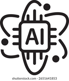 An AI symbol illustration representing technology, science and atom structure 