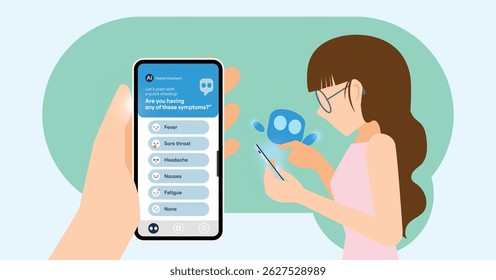 AI Symptom Checker Chatbot – Mobile Health Assistant App UI Illustration