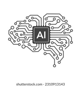 AI system is based on the human brain.. AI Processor vector icon. Chipset AI for device or smartphone flat design. Vector illustration.