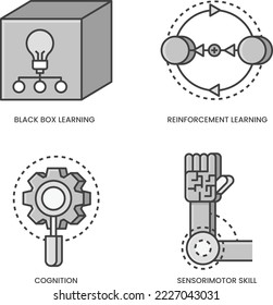 AI system design icon set flat design illustration 
