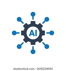 AI System with Gear Icon Isolated On White Background