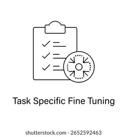 Ícone de ajuste de tarefas de IA - NLP personalizado, estratégia de ajuste fino, adaptação inteligente, refinamento de modelo, inteligência de IA