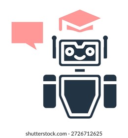 Ai Teacher Icon Solid Color Design Vector Illustration