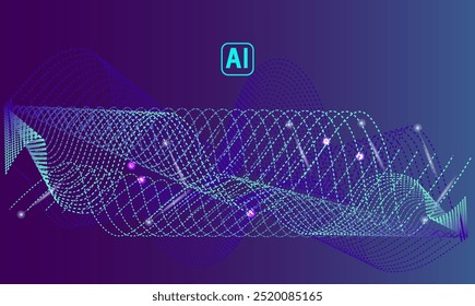 ai tech baanner circuit data dark blue wave