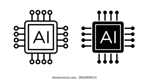 Ai tech icon Outline flat Icon.