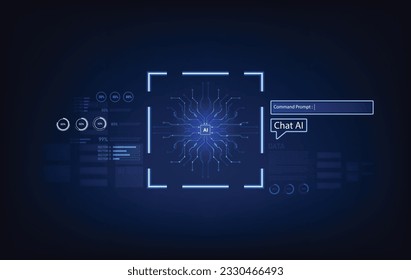 Ai tech, show virtual graphic Global Internet connect Chatgpt Chat with AI, Artificial Intelligence. using command prompt for generates something, Futuristic technology transformation.