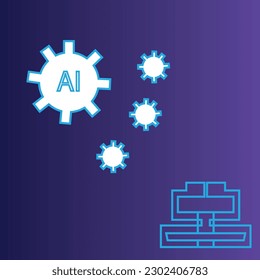 ai techno icon in vector blue background