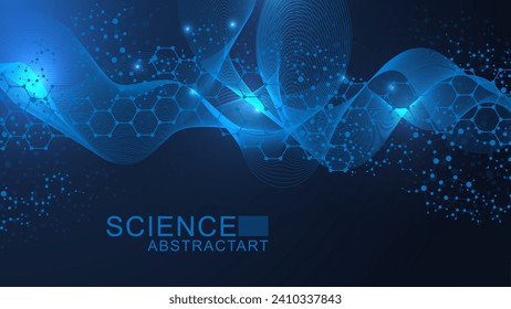 AI technology abstract background. AI generative art creative banner concept in the digital style. High tech poster with place for text. Futuristic design element
