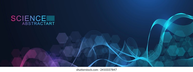 AI technology abstract background. AI generative art creative banner concept in the digital style. High tech poster with place for text. Futuristic design element